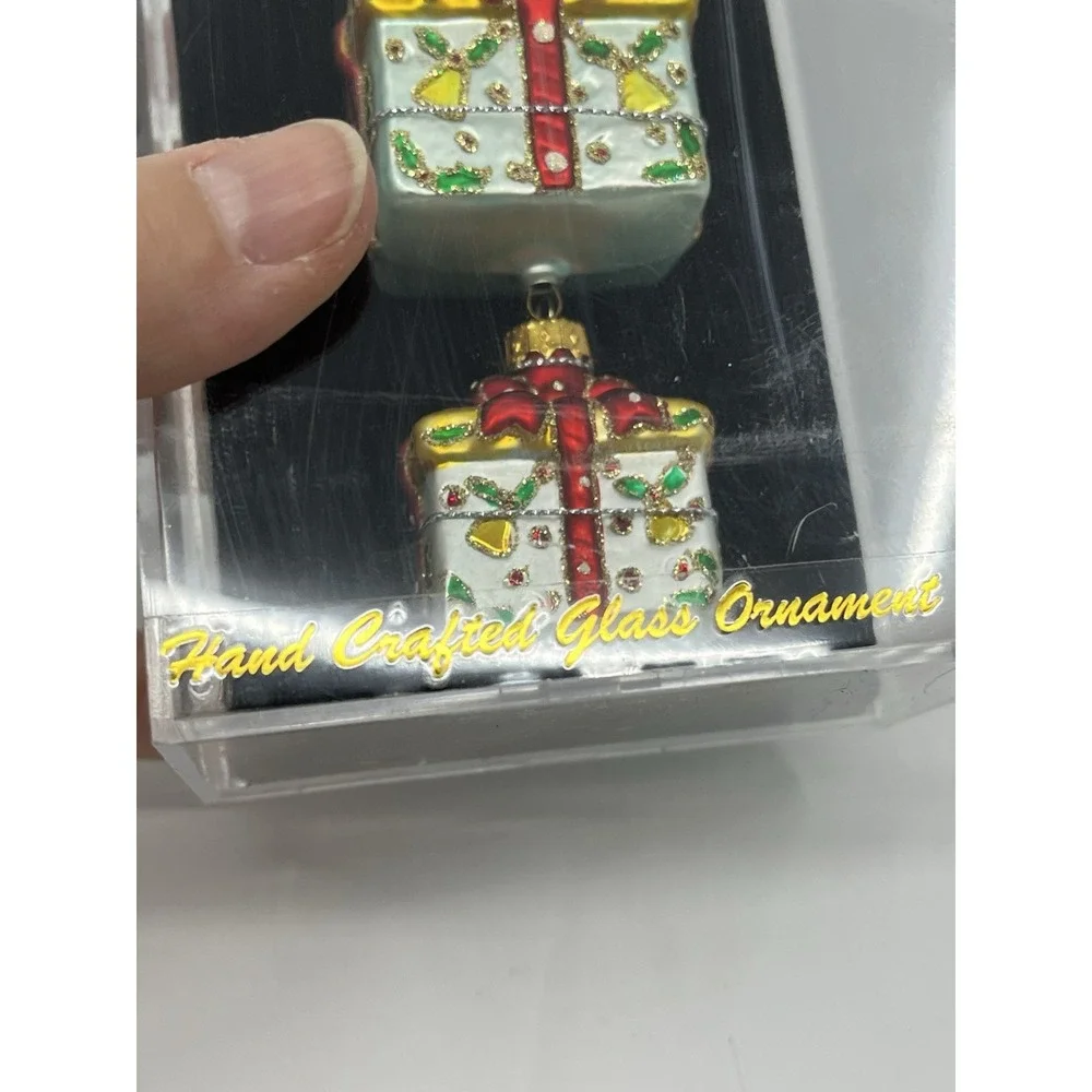 Hand Crafted Glass Presents Christmas Ornaments Set 3 by Unique Treasures 2